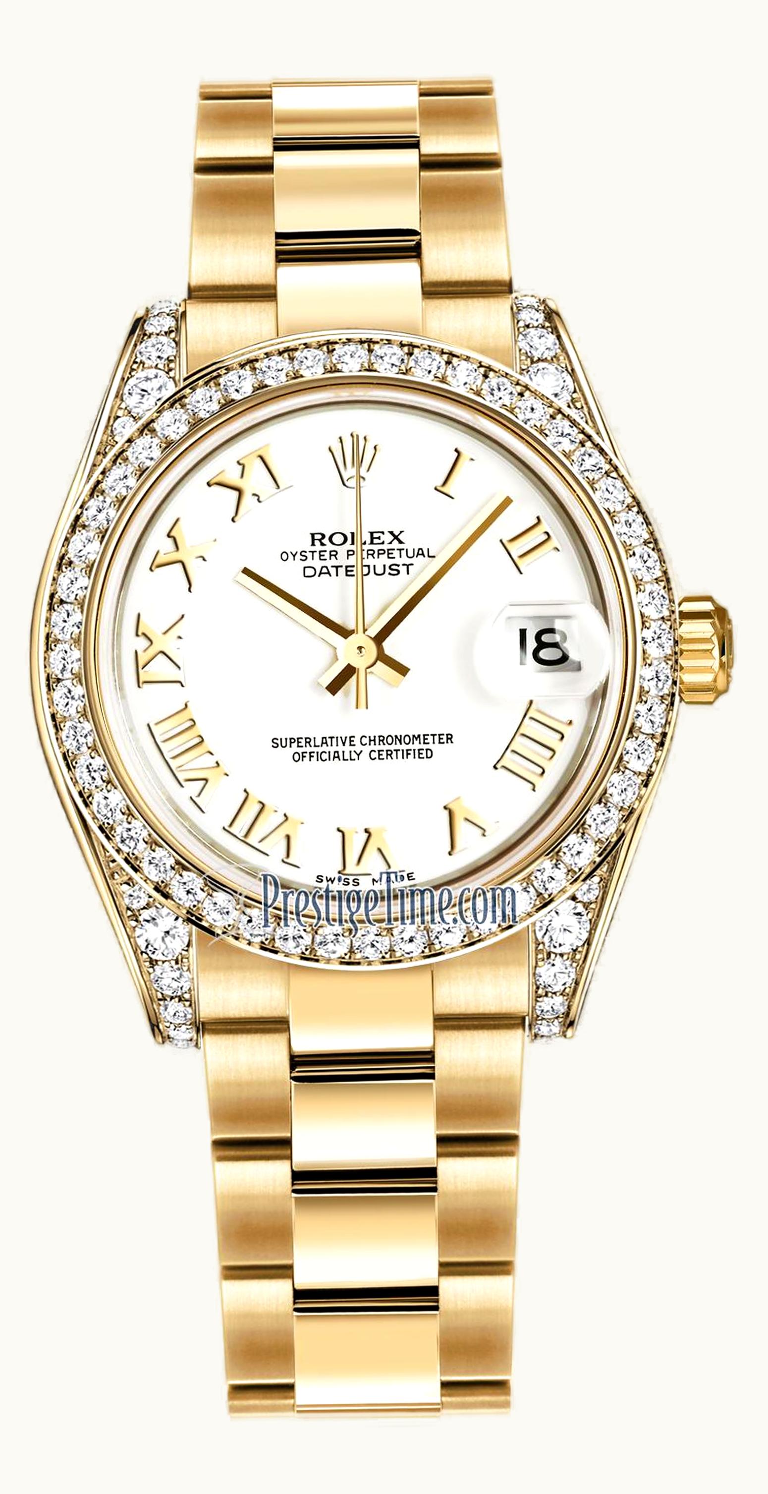 Rolex Datejust 31 Yellow Gold Diamond / Oyster / White Roman