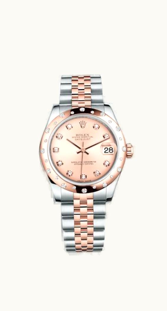 Rolex Datejust 31 Rolesor Everose Domed Diamond / Jubilee / Pink Diamond