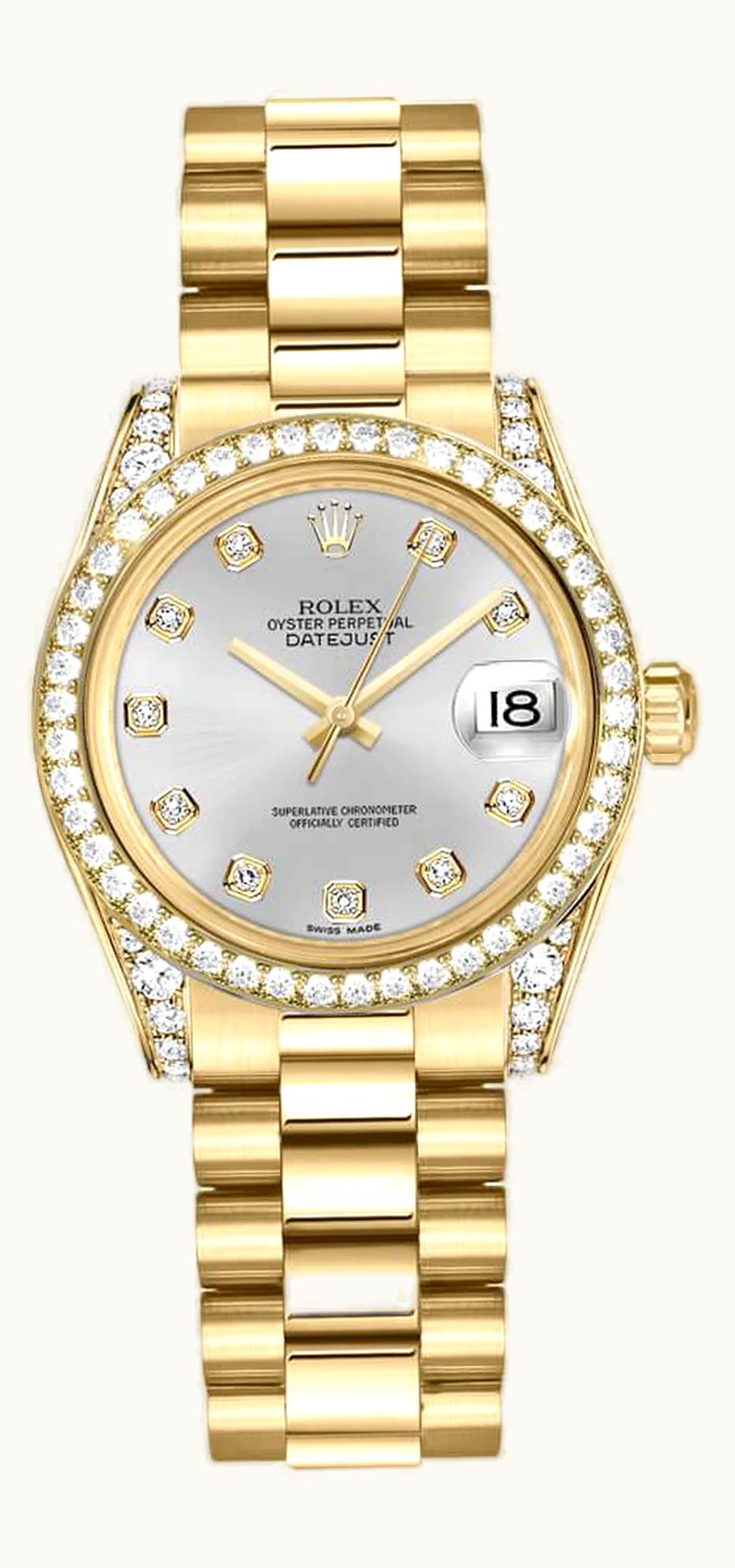 Rolex Datejust 31 Yellow Gold Diamond / President / Silver  Diamond