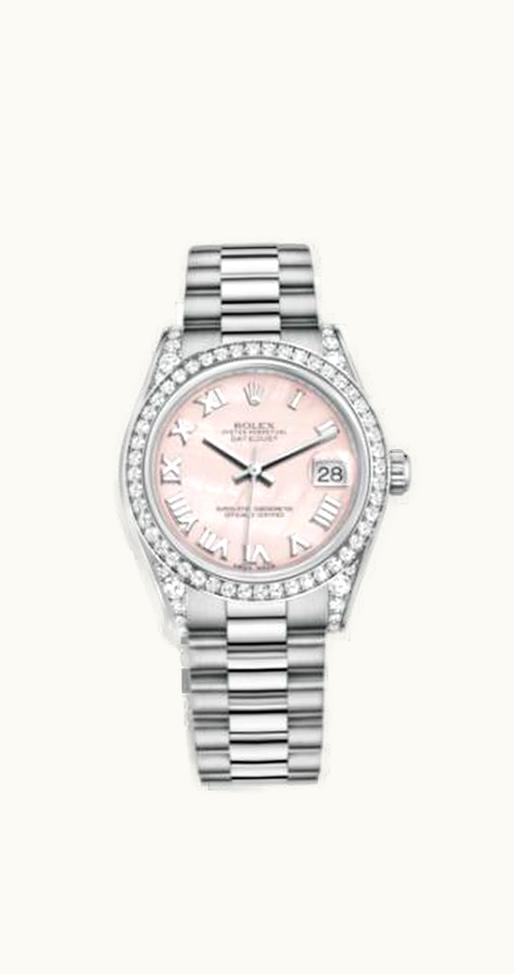 Rolex Datejust 31 White Gold Diamond / President / Pink MOP Roman