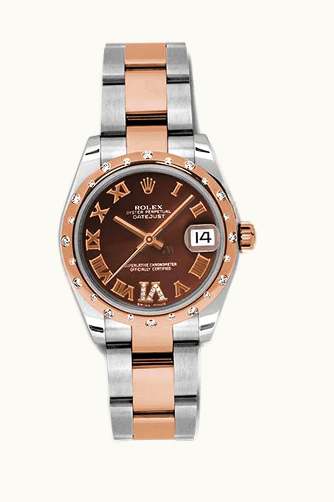 Rolex Datejust 31 Rolesor Everose Domed Diamond / Jubilee / Pink Roman