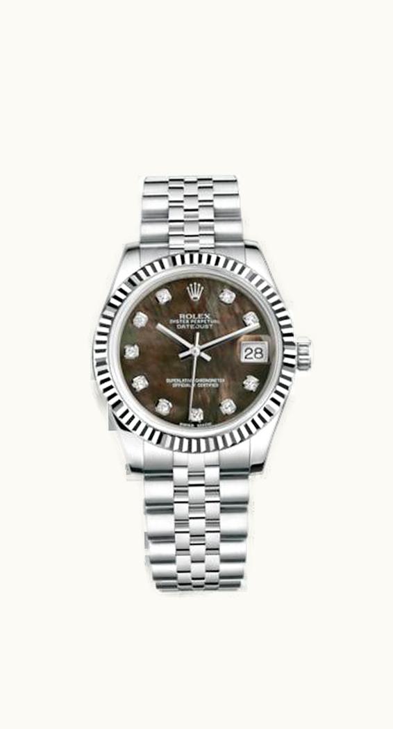 Rolex Datejust 31 Stainless Steel Fluted / Jubilee / Black MOP