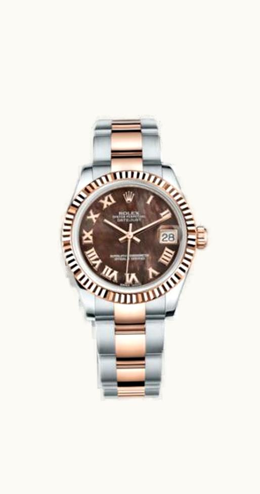 Rolex Datejust 31 Rolesor Everose Fluted / Oyster / Black MOP Roman
