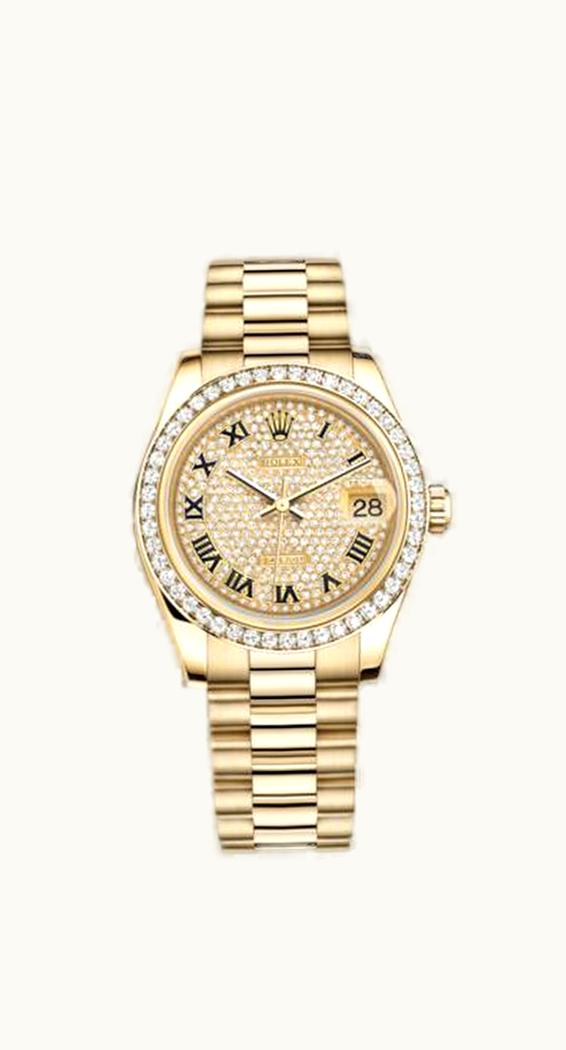Rolex Datejust 31 Yellow Gold Diamond / President / Paved Roman