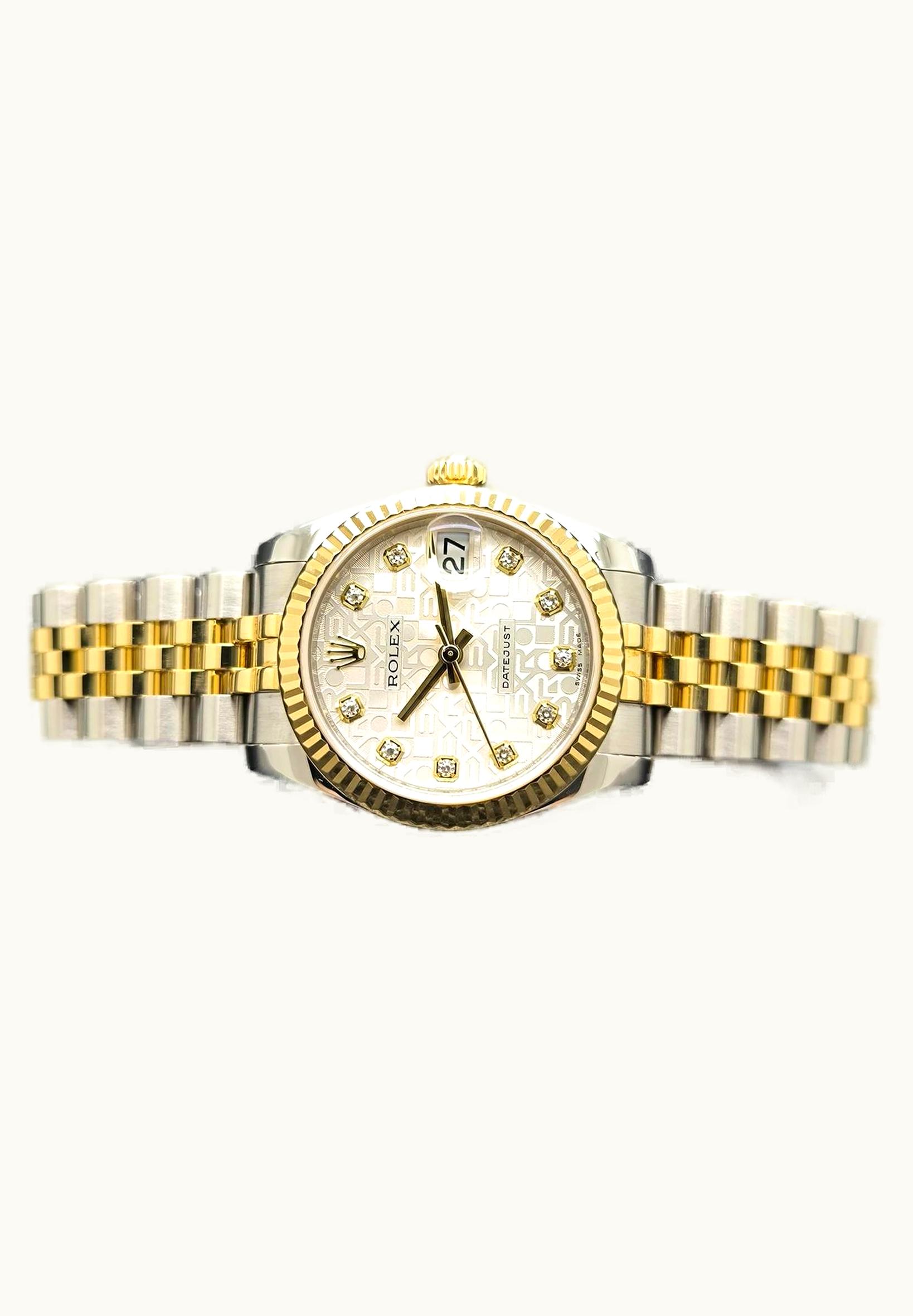 Rolex Datejust 31 Rolesor Yellow Fluted / Jubilee / Silver Computer