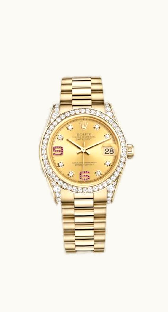 Rolex Datejust 31 Yellow Gold Diamond / President / Champagne Diamonds Rubies