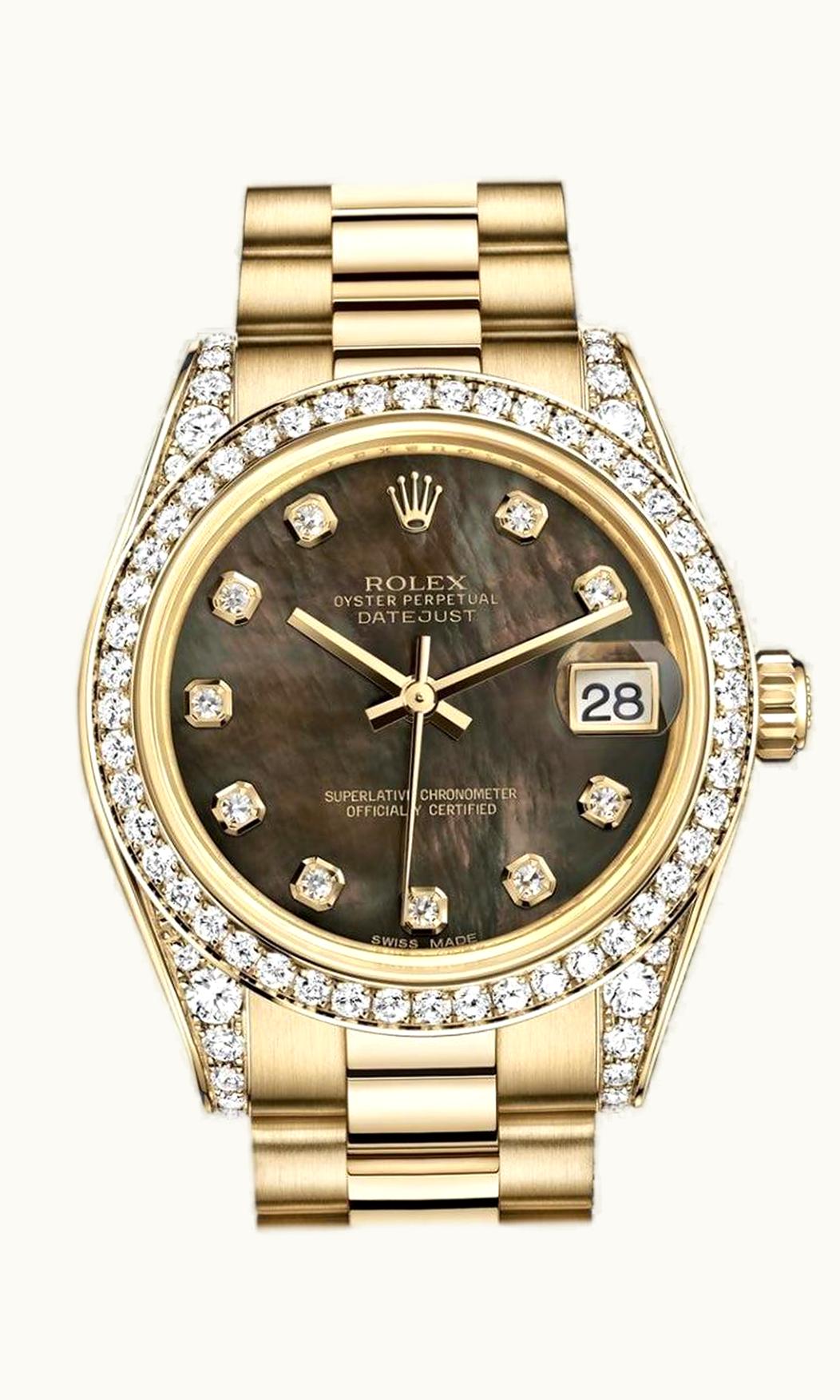 Rolex Datejust 31 Yellow Gold Diamond / Oyster / Black MOP