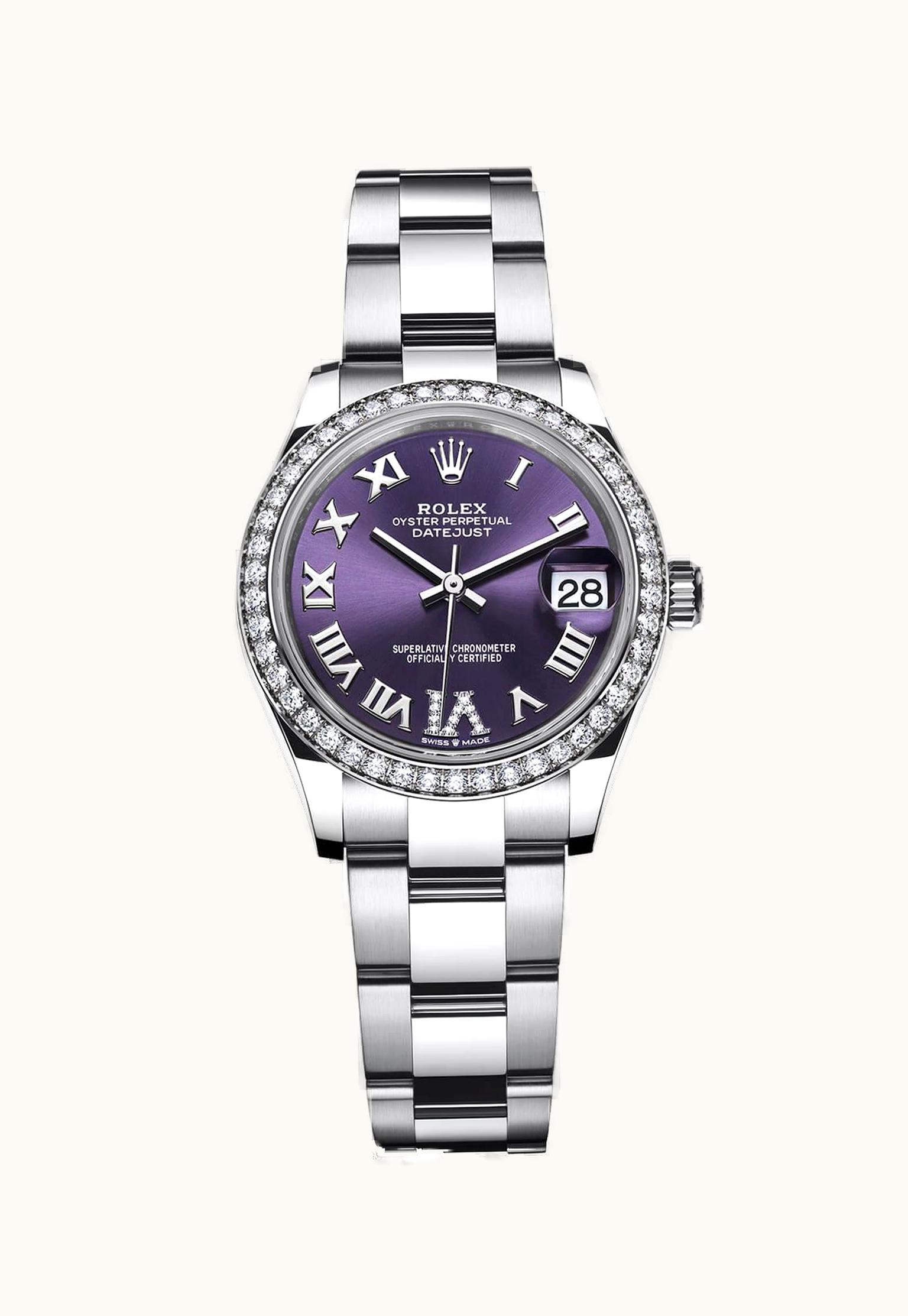 Rolex Datejust 31 Stainless Steel Diamond / Oyster / Purple - Roman