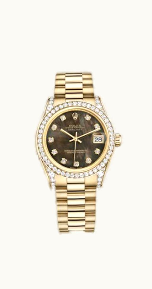 Rolex Datejust 31 Yellow Gold Diamond / President / Black MOP