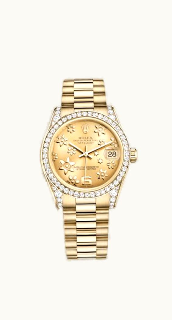 Rolex Datejust 31 Yellow Gold Diamond / President / Champagne Floral