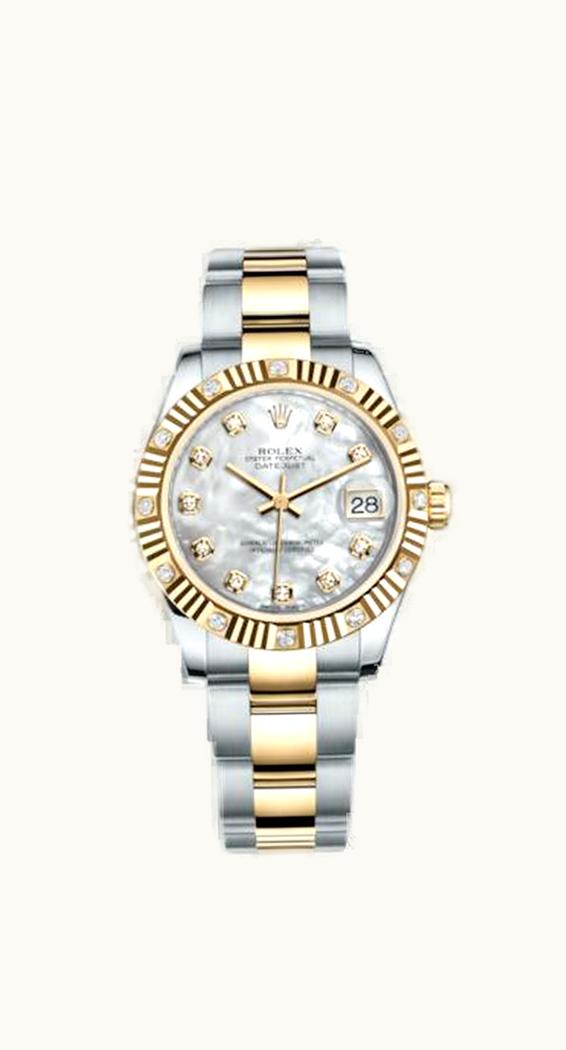 Rolex Datejust 31 Rolesor Yellow Fluted Diamond / Oyster / MOP