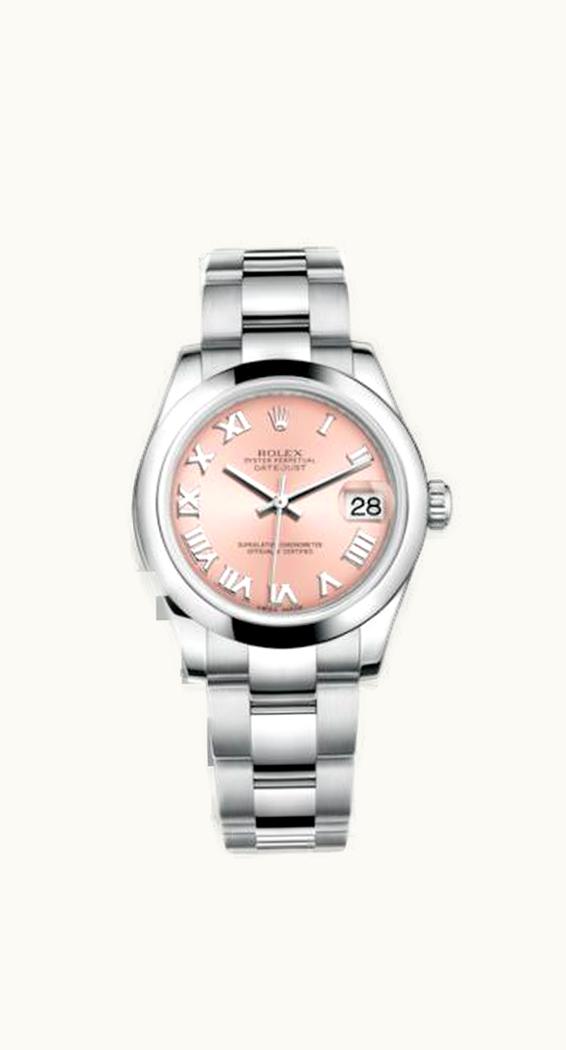 Rolex Datejust 31 Stainless Steel Domed / Oyster / Pink Roman