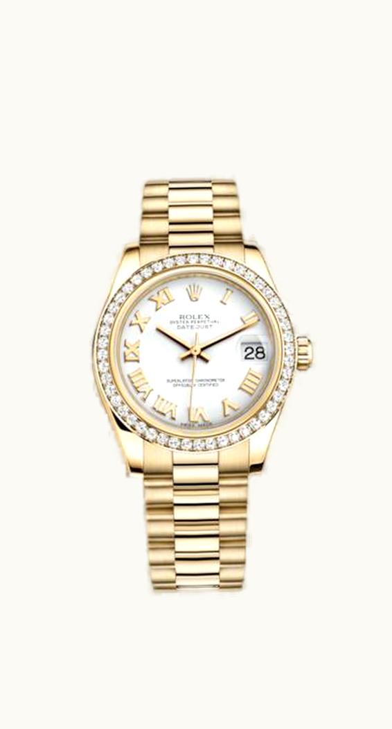 Rolex Datejust 31 Yellow Gold Diamond / President / White Roman