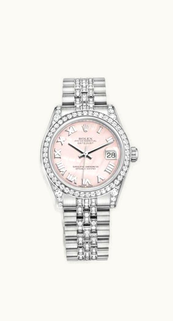 Rolex Datejust 31 White Gold Diamond / Jubilee Diamond / Pink MOP Roman