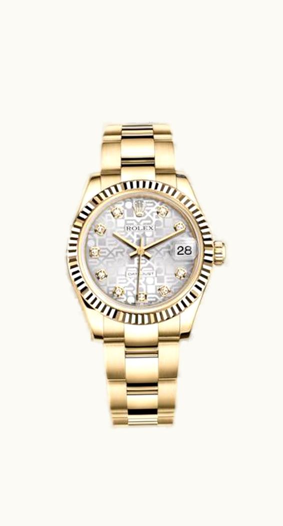 Rolex Datejust 31 Yellow Gold Fluted / Oyster / Silver Computer