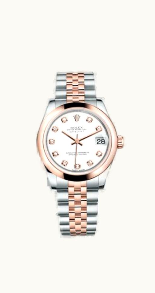 Rolex Datejust 31 Rolesor Everose Domed / Jubilee / White Diamonds
