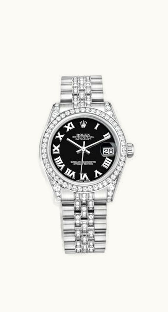 Rolex Datejust 31 White Gold Diamond / Jubilee Diamond / Black Roman