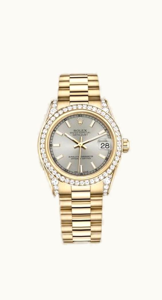 Rolex Datejust 31 Yellow Gold Diamond / President / Silver
