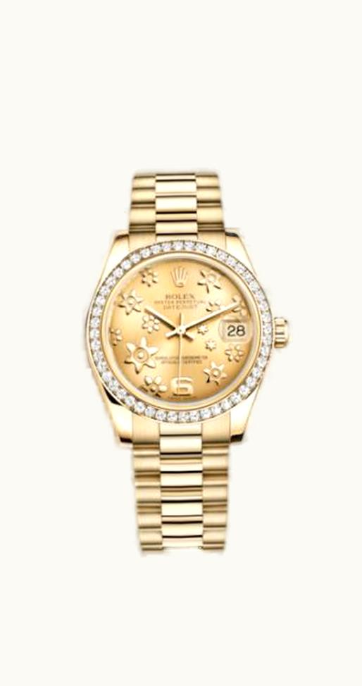 Rolex Datejust 31 Yellow Gold Diamond / President / Champagne Floral