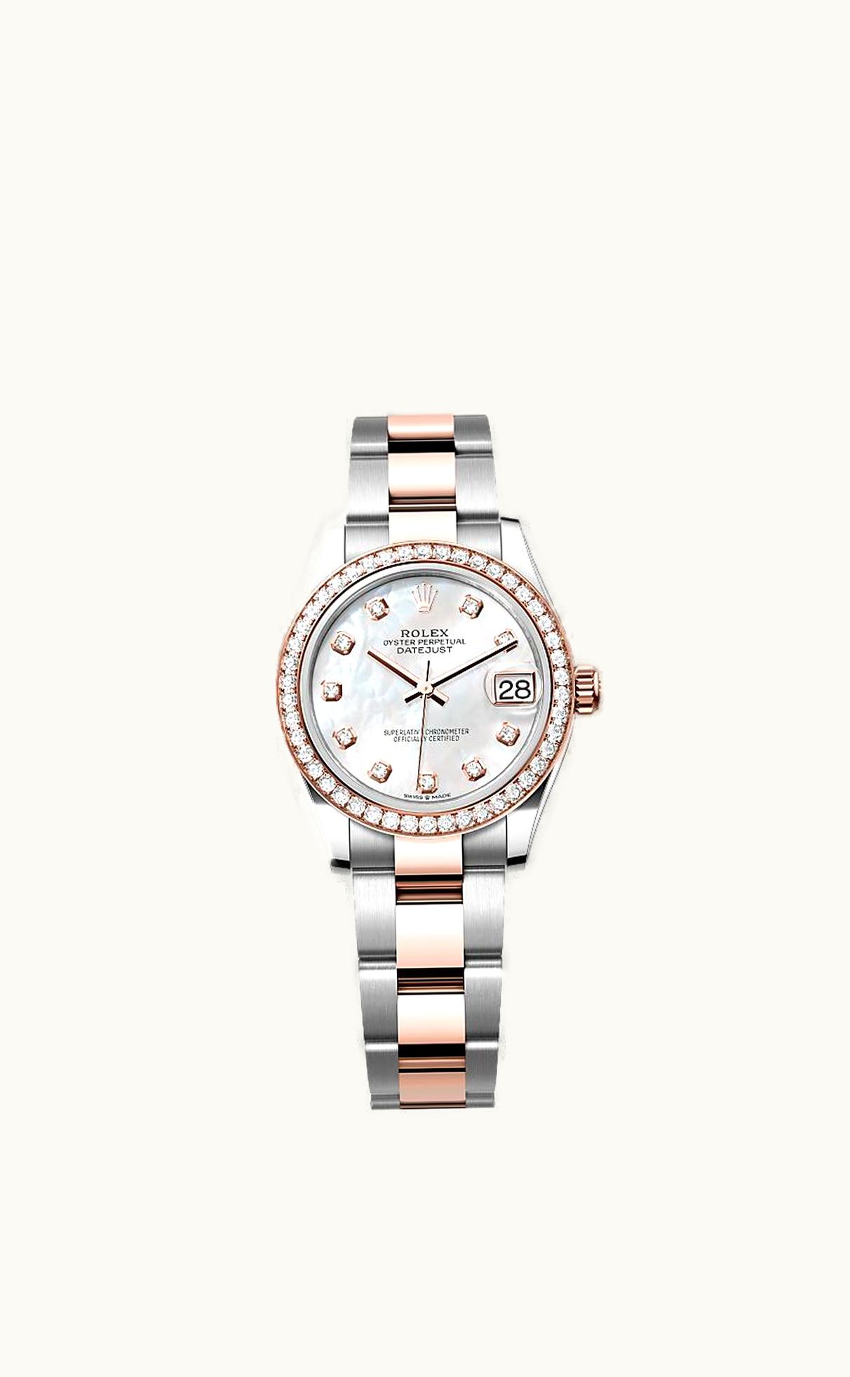 Rolex Datejust 31 Everose Domed / President / White Diamond