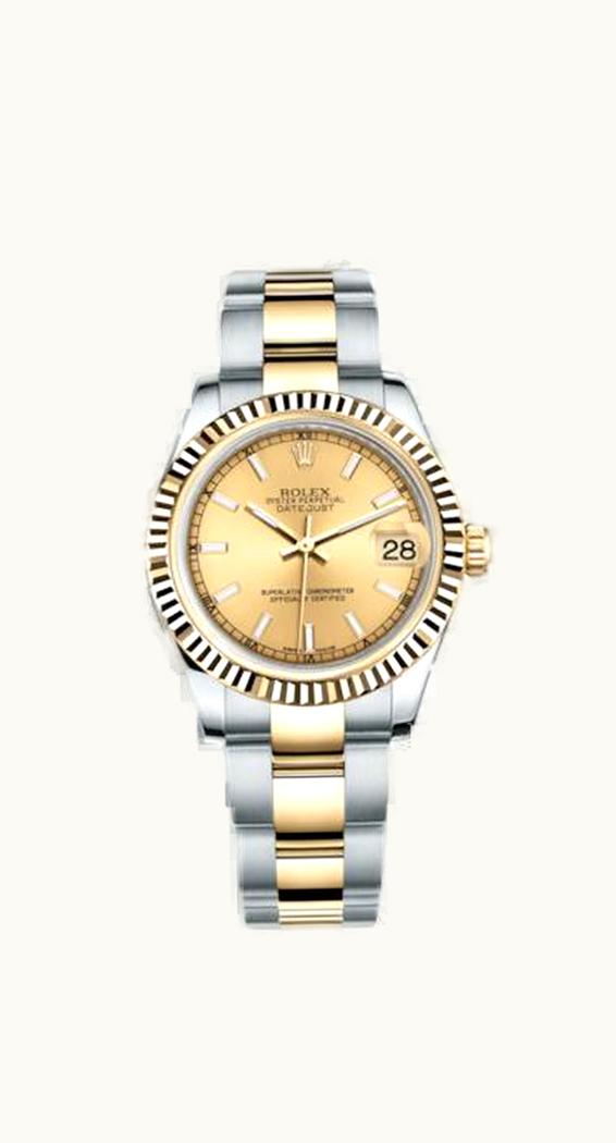 Rolex Datejust 31 Rolesor Yellow Fluted / Oyster / Champagne