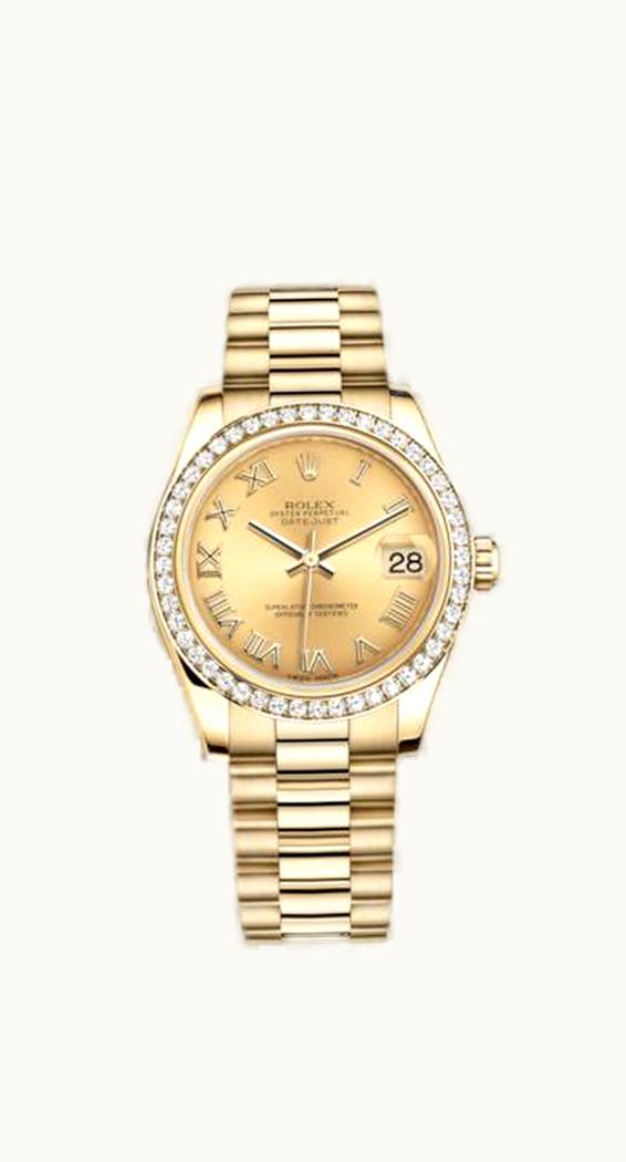 Rolex Datejust 31 Yellow Gold Diamond / President / Champagne Roman