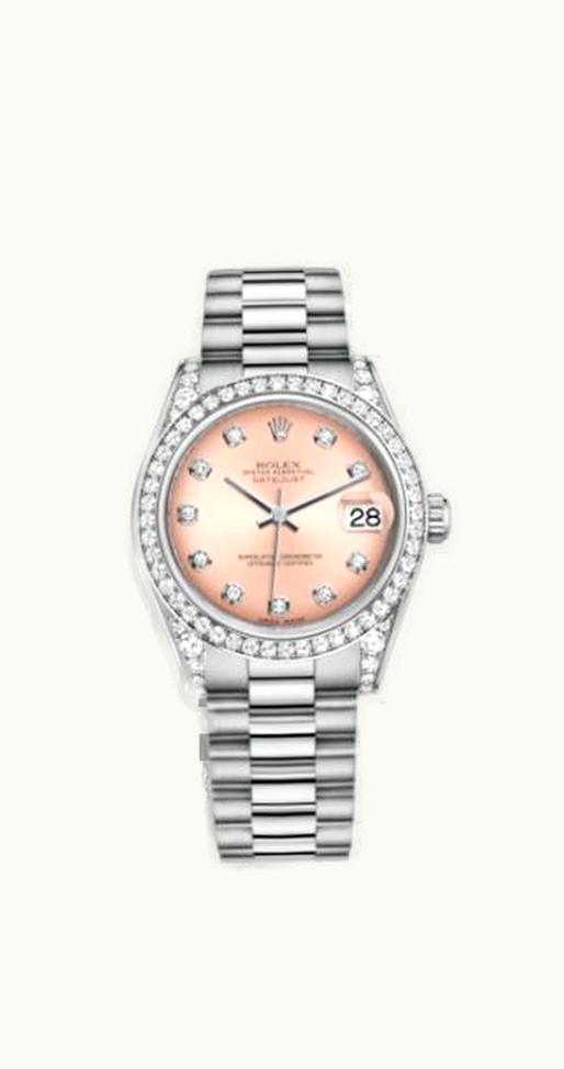 Rolex Datejust 31 White Gold Diamond / President / Pink Diamond