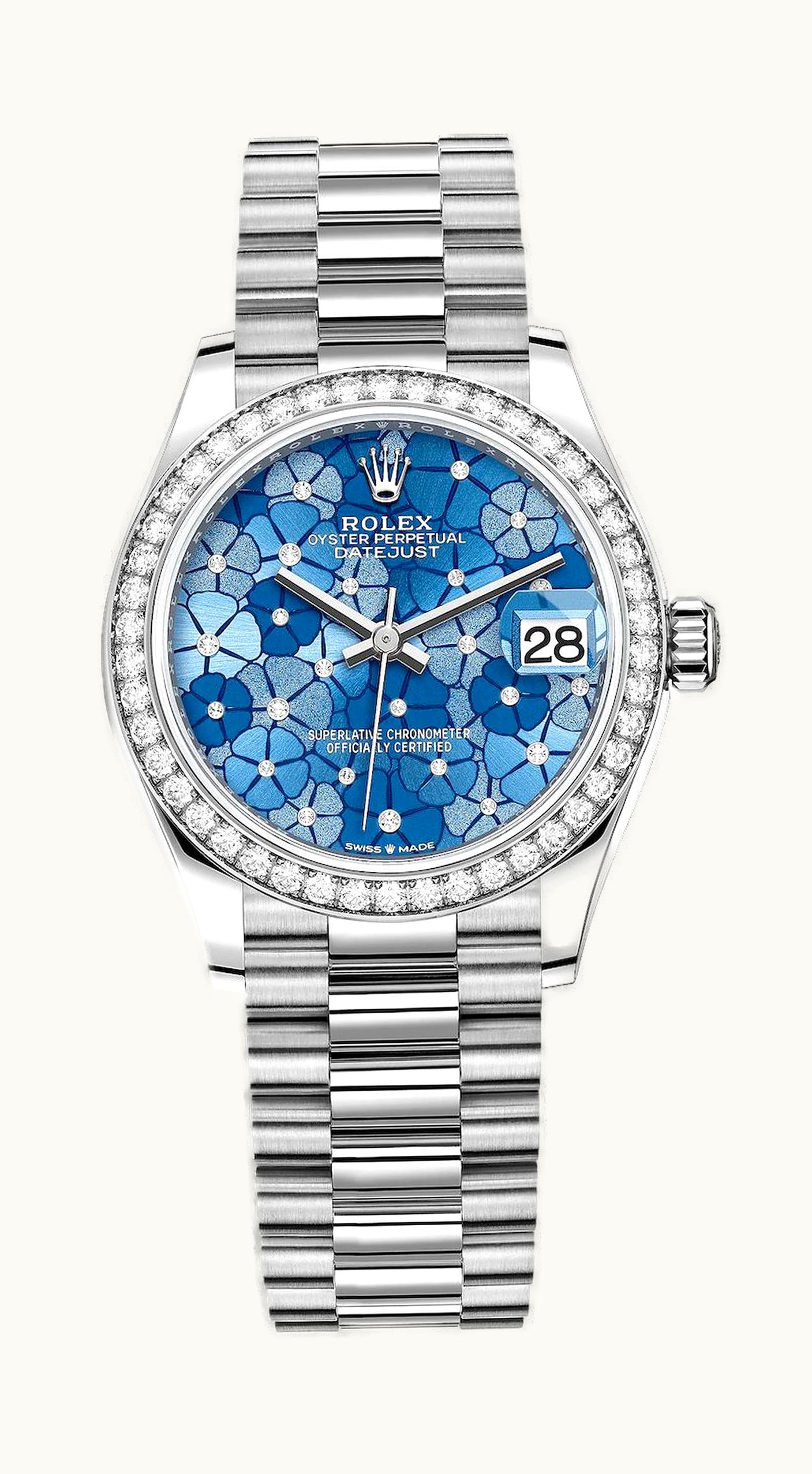Rolex Datejust 31 White Gold Diamond / President / Blue Diamond