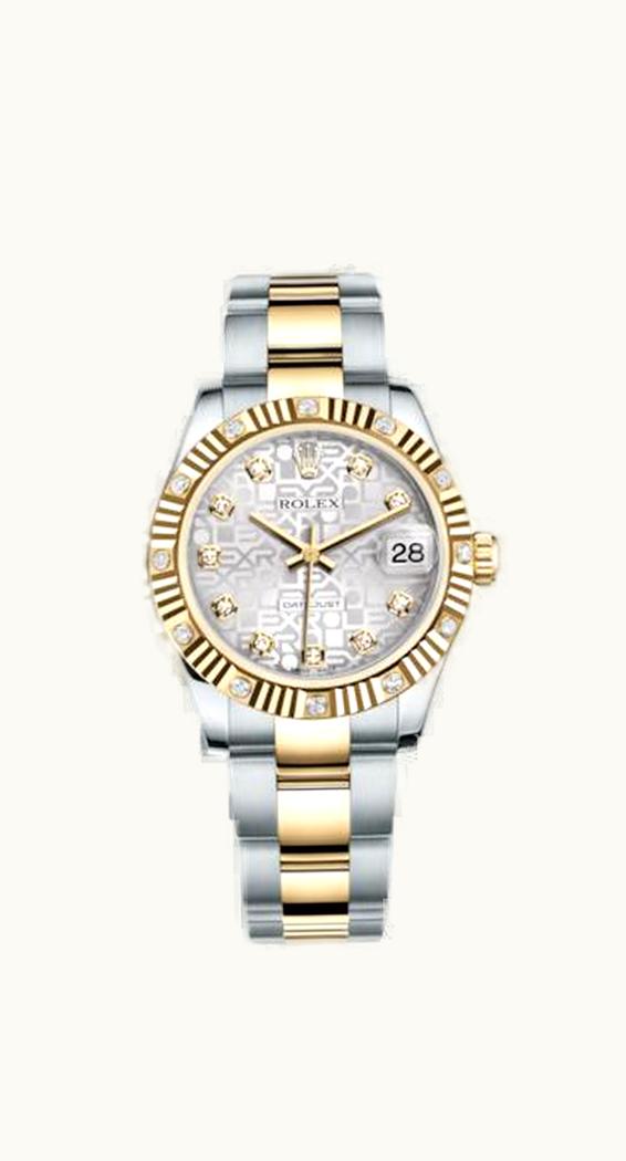 Rolex Datejust 31 Rolesor Fluted Diamond / Oyster / Silver Computer