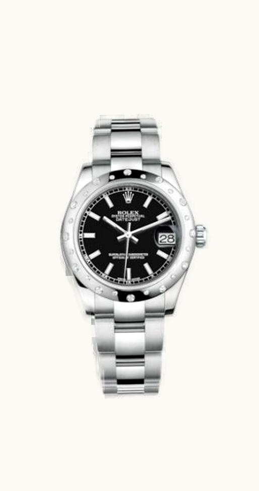 Rolex Datejust 31 Stainless Steel Domed Diamond / Oyster / Black