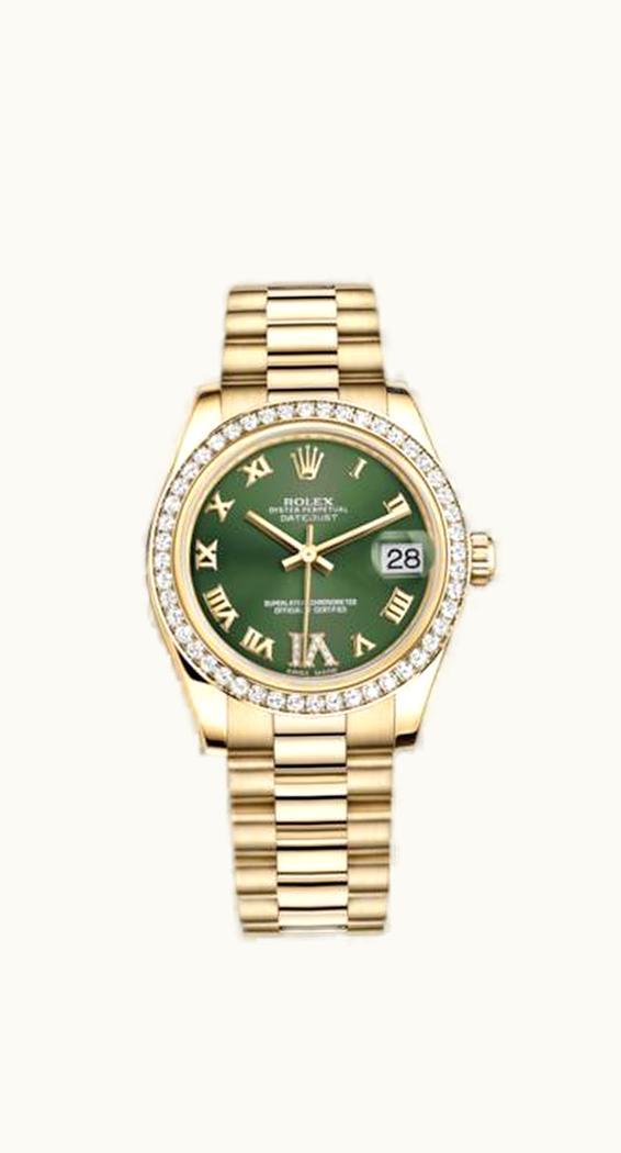 Rolex Datejust 31 Yellow Gold Diamond / President / Olive Roman