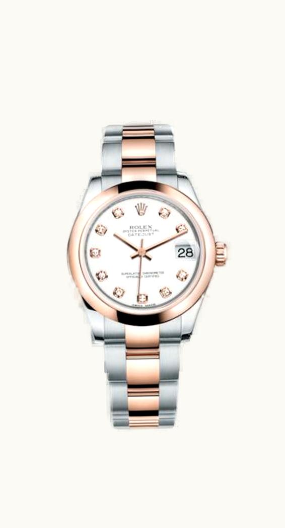 Rolex Datejust 31 Rolesor Everose Domed / Oyster / White Diamond