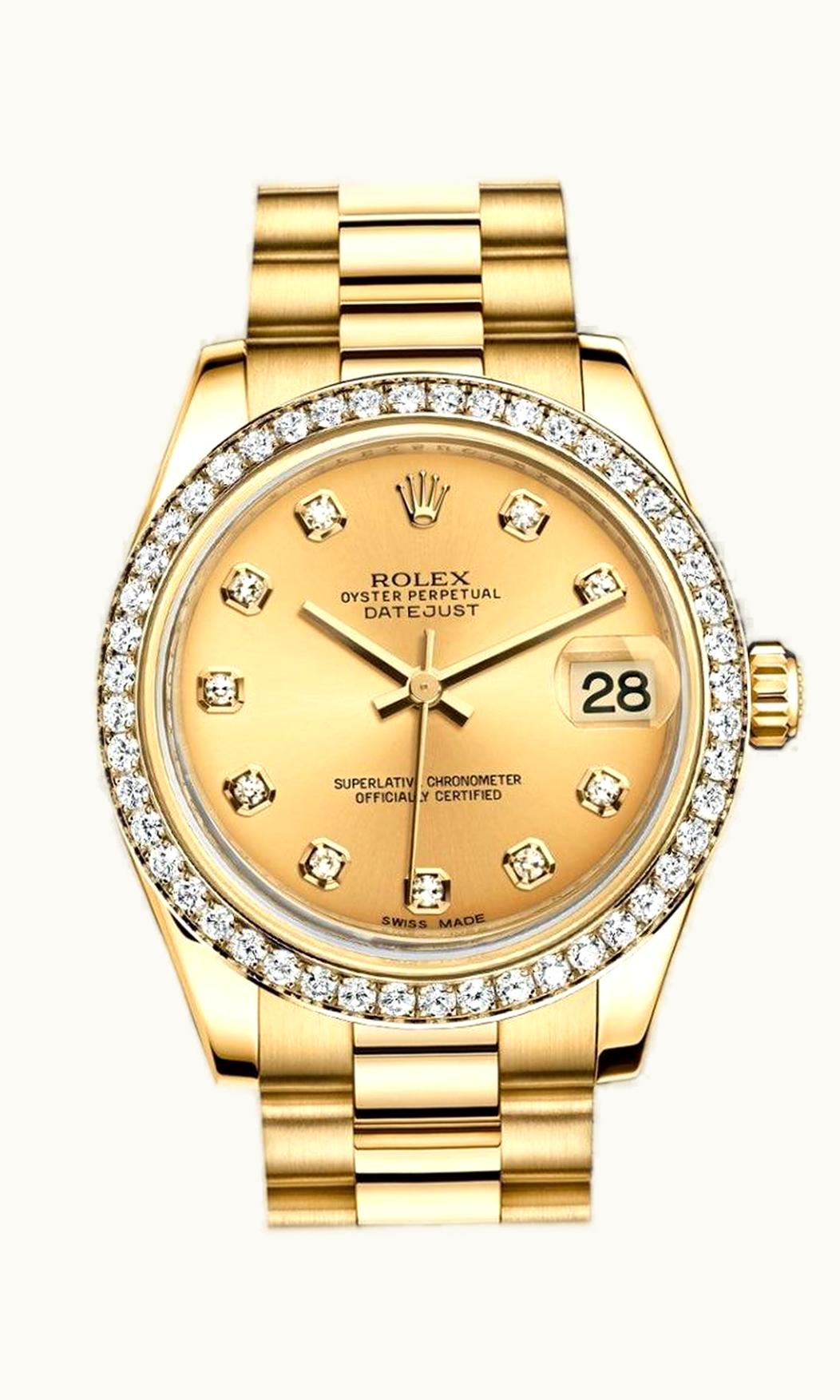 Rolex Datejust 31 Yellow Gold Diamond / Oyster / Champagne