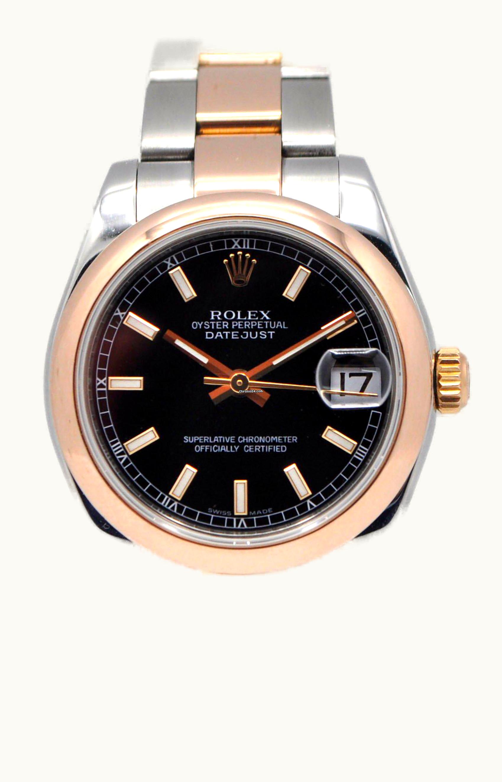 Rolex Datejust 31 Rolesor Everose Domed / Oyster / Black Diamond