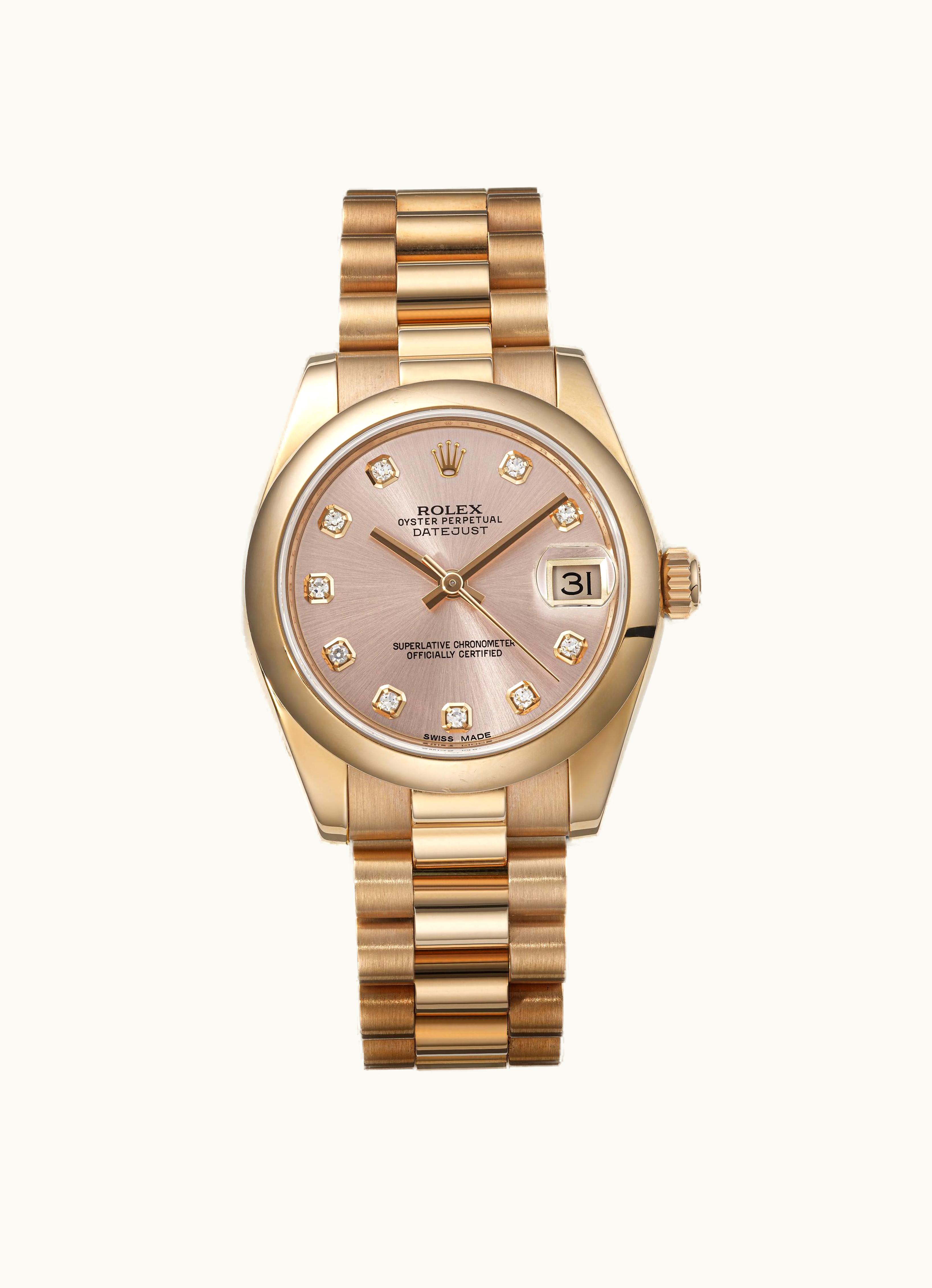 Rolex Datejust 31 Everose Domed / President / Brown MOP Roman