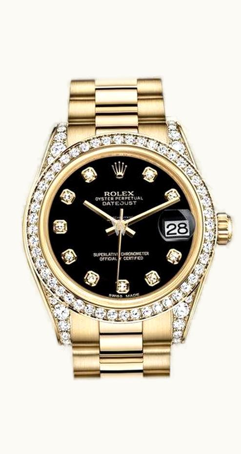 Rolex Datejust 31 Yellow Gold Diamond / President / Black Diamond