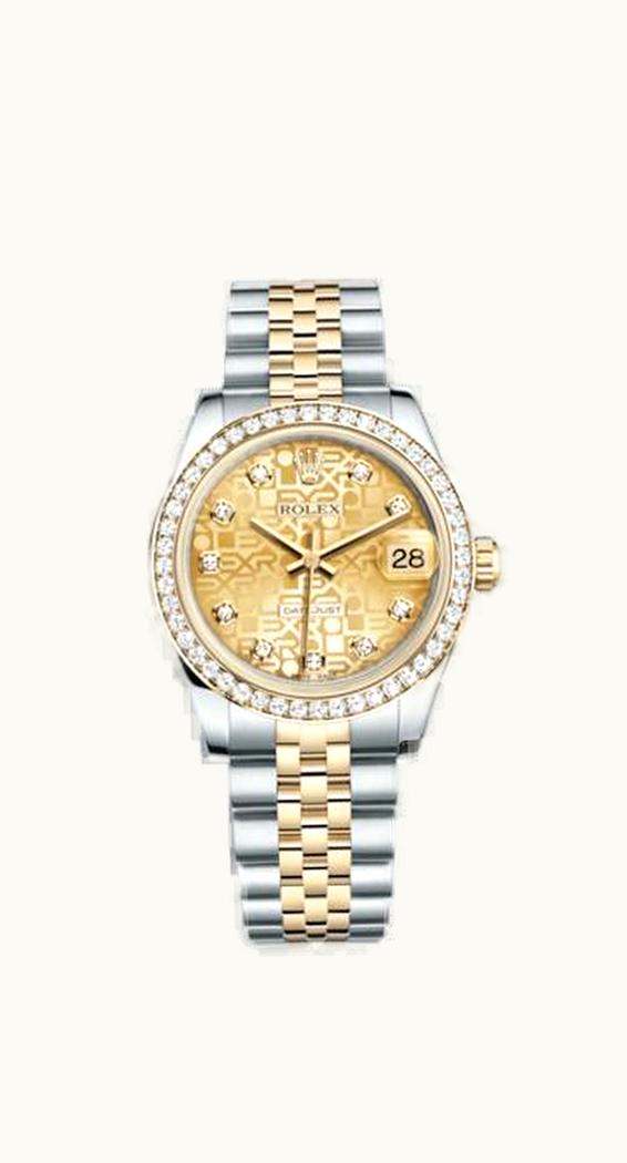 Rolex Datejust 31 Rolesor Yellow Diamond / Jubilee / Champagne Computer