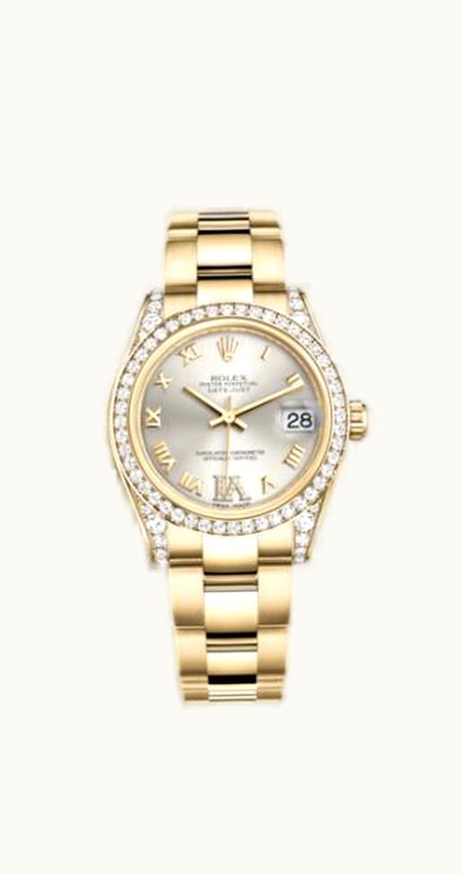 Rolex Datejust 31 Yellow Gold Diamond / Oyster / Silver Roman