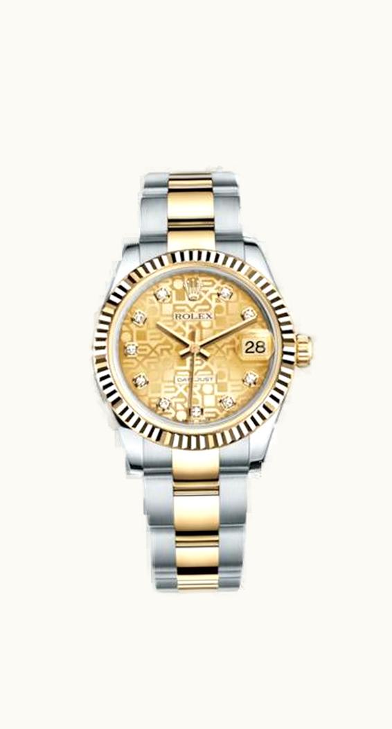 Rolex Datejust 31 Rolesor Yellow Fluted / Oyster / Champagne Computer