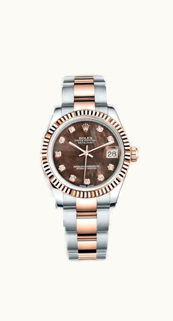 Rolex Datejust 31 Rolesor Everose Fluted / Oyster / Black MOP