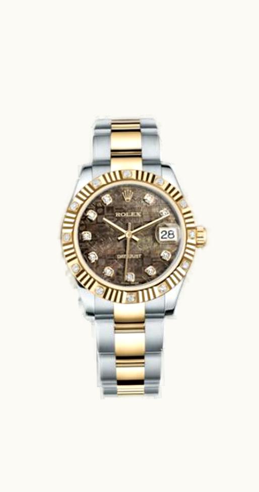 Rolex Datejust 31 Rolesor Yellow Fluted Diamond / Oyster / Black MOP