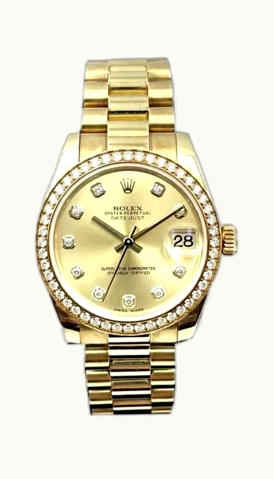 Rolex Datejust 31 Yellow Gold Diamond / Oyster / Steel Roman