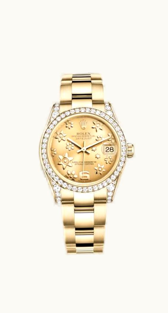 Rolex Datejust 31 Yellow Gold Diamond / President / Champagne Floral