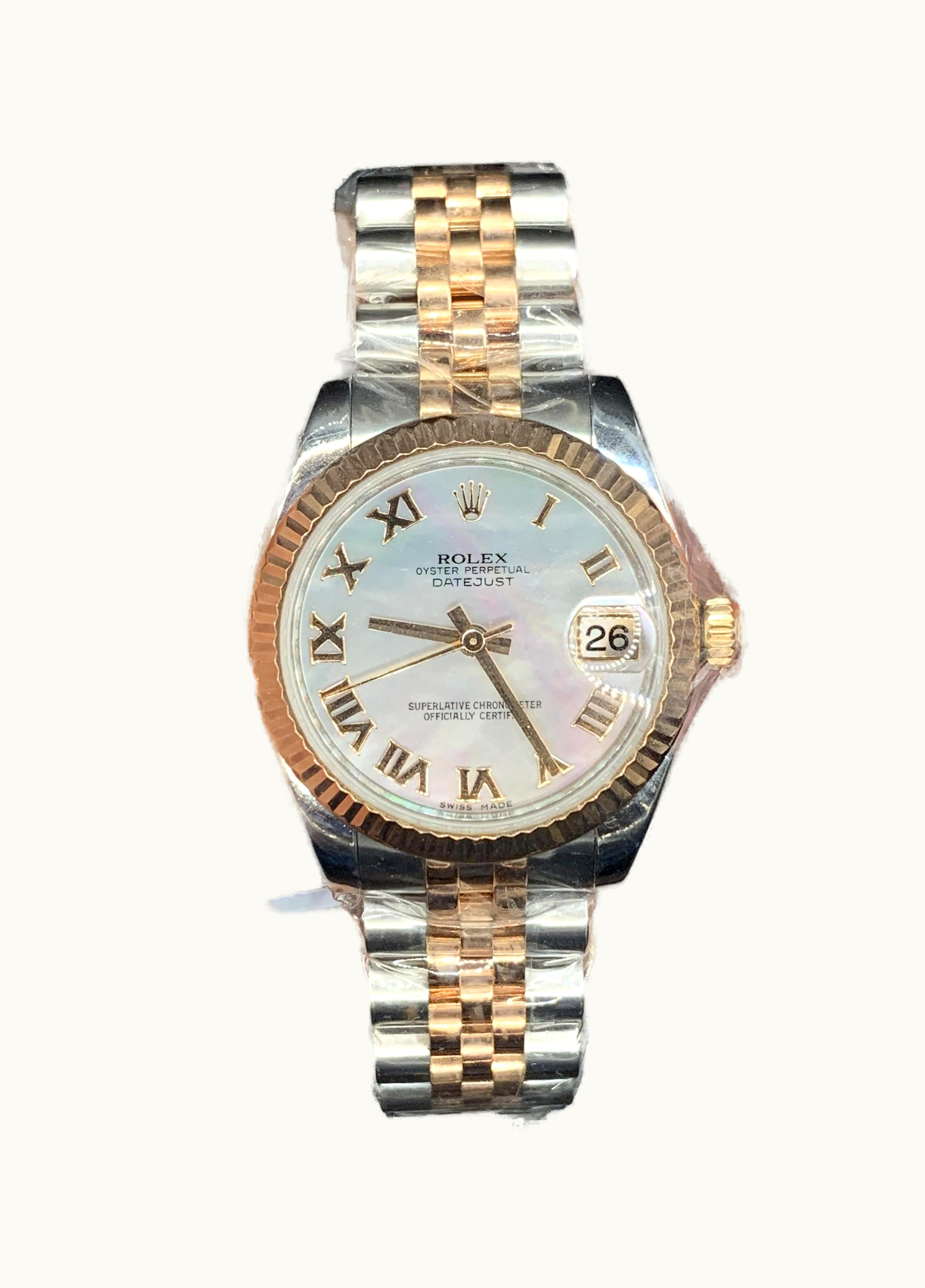 Rolex Datejust 31 Rolesor Everose Fluted / Jubilee / White Roman