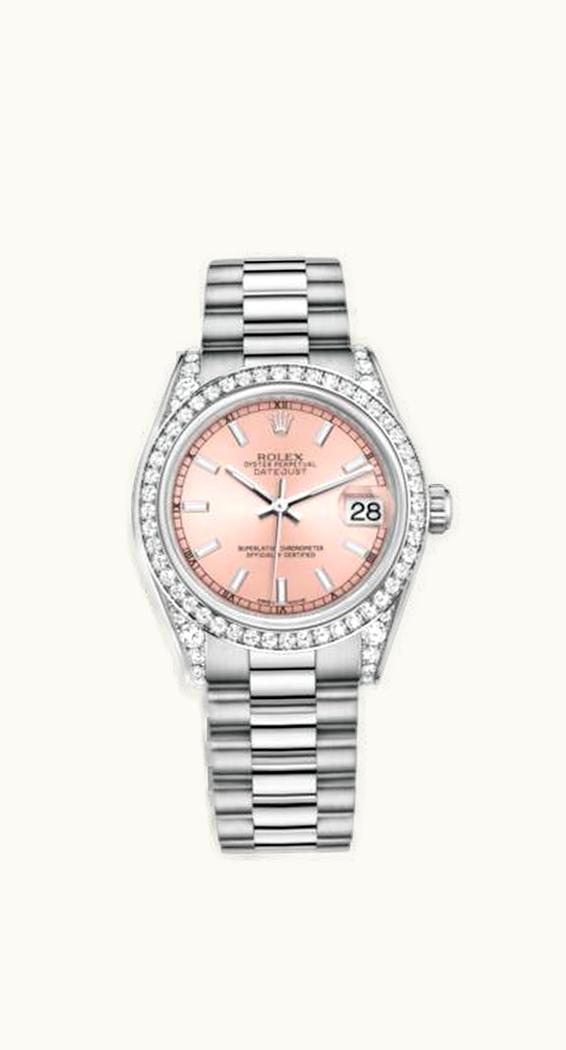 Rolex Datejust 31 White Gold Diamond / President / Pink