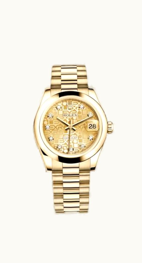 Rolex Datejust 31 Yellow Gold Domed / President / Champagne Computer