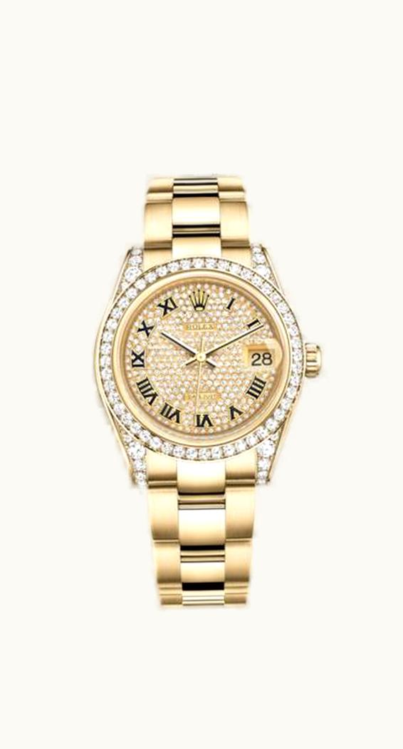 Rolex Datejust 31 Yellow Gold Diamond / Oyster / Paved Roman