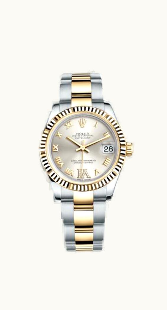 Rolex Datejust 31 Rolesor Yellow Fluted / Oyster / Silver Roman