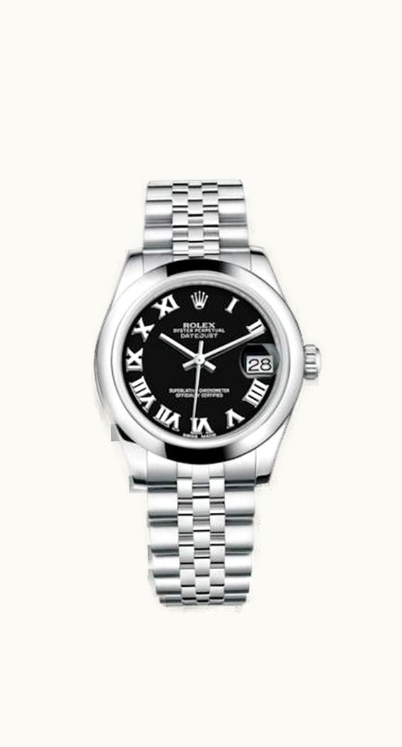 Rolex Datejust 31 Stainless Steel Domed / Jubilee / Black Roman