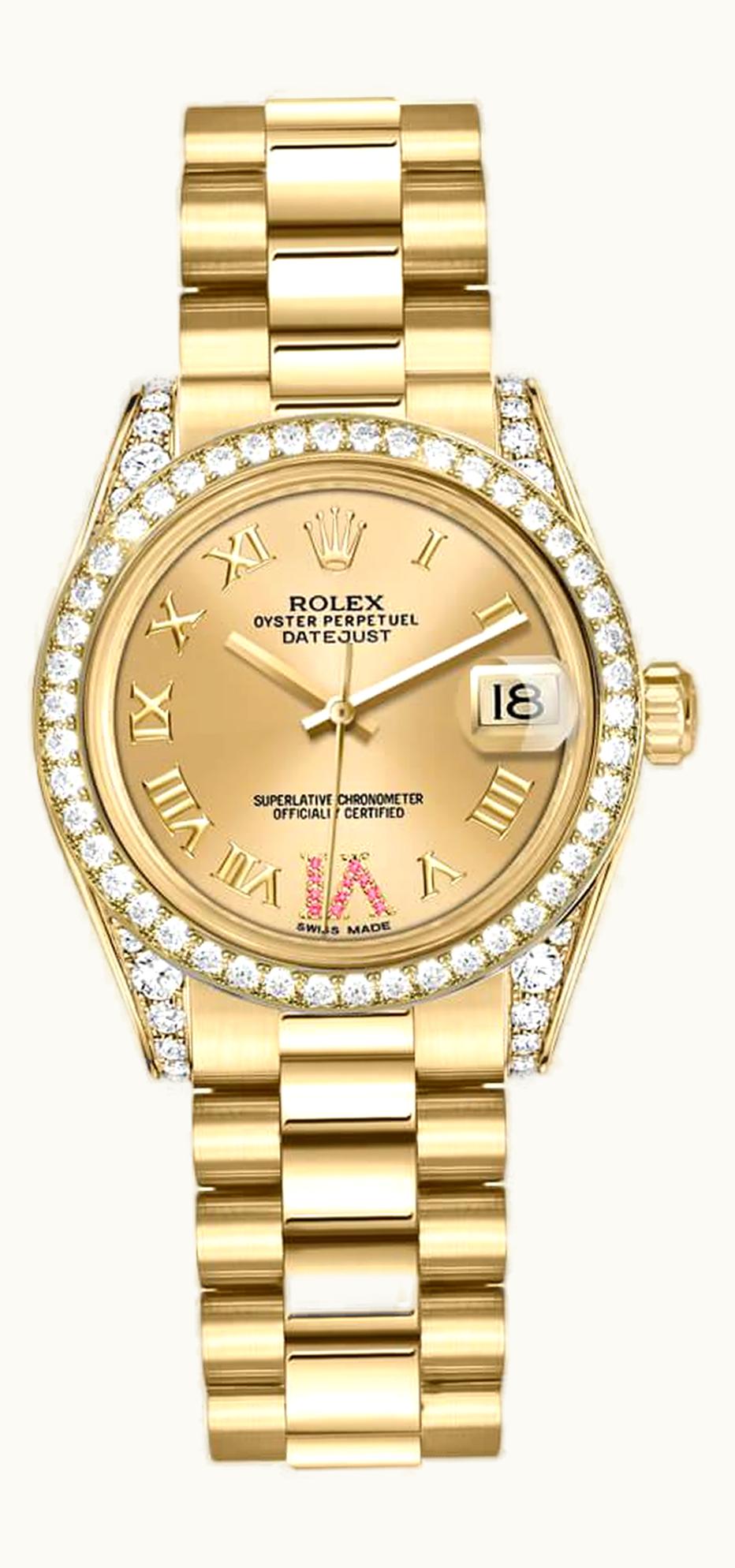 Rolex Datejust 31 Yellow Gold Diamond / President / Champagne Roman